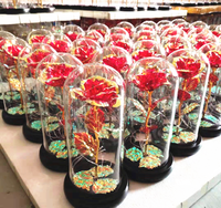 Bunga Mawar Kaca Berlapis Emas 24k dengan Lampu LED, Hadiah Terpanas Hari Valentine, Grosir Pabrik