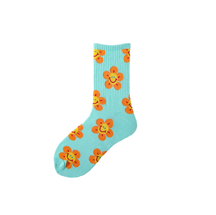 Funny Cute Smile Flower for Women Bulk Wholesale Premium Cotton Socks Women