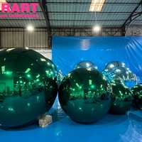 Boule miroir gonflable verte pour activités de décoration extérieure