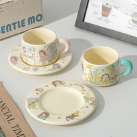 Mug en porcelaine avec motif de fille mignonne et logo personnalisé, tasse à café en céramique OEM/ODM avec poignée, compatible lave-vaisselle et micro-ondes, vente en gros
