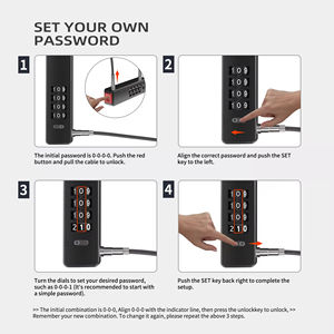 Câble en acier pratique avec cadenas à combinaison 2026 ; Vélo, véhicule électrique, valise, panier, armoire, rangement, chaîne antivol - Product Image 6