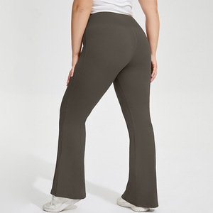 <span class=keywords><strong>Leggings</strong></span> de Yoga <span class=keywords><strong>Acampanados</strong></span> para Mujer Tallas Grandes con LOGO Personalizado, Efecto Segunda Piel, Cintura Alta, Levantamiento de Glúteos, Ropa Deportiva para Fitness y Yoga - Product Image 5