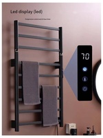 ELOILO Porte-serviettes chauffant pliable en acier inoxydable noir mat, réglable, avec commande numérique intelligente pour salle de bain, cuisine, hôtel