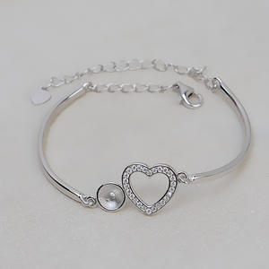 DIY Accessories S925 Silver Heart-Shaped Tire Hair Bracelet with 8-9 <b>Loose</b> <b>Pearls</b> Trendy Semi-Finished Empty Bracelet - Product Image 2