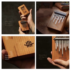 Mini Kalimba al por mayor, piano de pulgar de madera maciza de 9 teclas, piano de bolsillo para dedos - Product Image 3