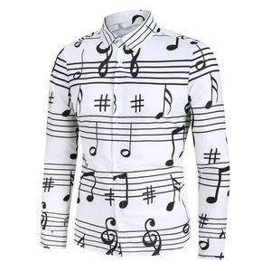 Nuovo Stampato Note Musicali Camicie Più Il Formato Traspirante Dailywear Tuxedo Shirt - Product Image 2