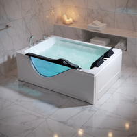 Baignoire autoportante Dewo en acrylique avec douche intégrée, hydromassage, capacité 2 personnes, écologique, en verre, pour salle de bain moderne de villa