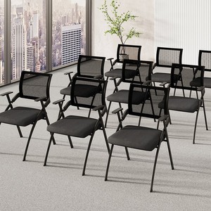 <b>Folding</b> Conference Room Chair Integrated Writing Board/<b>Table</b> Mesh Metal Frame Modern Minimalism Design Casters for Office - Product Image 2