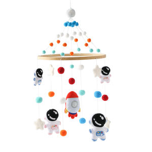 Mobile musical en bois et feutre en forme d'étoile, cadeau <span class=keywords><strong>de</strong></span> <span class=keywords><strong>Noël</strong></span>, jouet suspendu pour la décoration <span class=keywords><strong>de</strong></span> berceau - Product Image 1