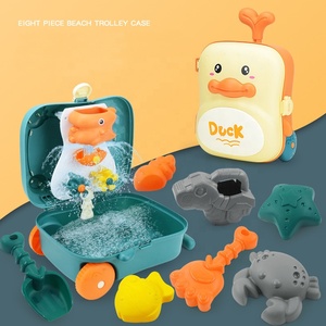 Lot de 8 pièces valise pour enfants, <span class=keywords><strong>jouet</strong></span> de plage en plein air, dinosaure, jeu pour bébé, pelle de bain, jeu d'eau, chariot - Product Image 2