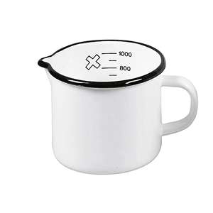 Karl Krüger Milchtopf mit Skala und Ausguss 1 l Ø 12cm emailliert weiß - Product Image 1