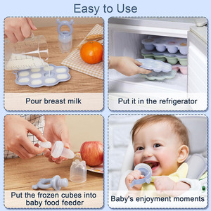 Bac de congélation en silicone de qualité alimentaire pour aliments pour bébés, moule de stockage de lait maternel pour purée maison pour bébés - Product Image 3