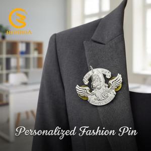 Badge en métal argenté pour logo d'entreprise, souvenir d'événement et <span class=keywords><strong>trophée</strong></span> - Épinglette en émail avec fermoir papillon - Product Image 4