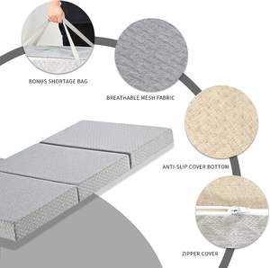 Kasur lipat portabel desain Modern, dengan tas bawaan China, atasan kasur busa memori untuk berkemah rumah untuk penggunaan sekolah rumah sakit - Product Image 4