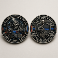 Pièce de monnaie de défi personnalisée en métal double face, gravée 2D, en émail souple, motif crâne et corbeau, avec logo USA, pour souvenirs, vente en gros