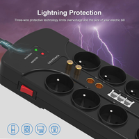 Multiprise avec prise de type EU, 4 ports USB, 8 prises, protection contre les surtensions, 16A, Europe CE ROHS pour 230V