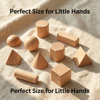 Ensemble de solides géométriques en bois de hêtre naturel, blocs de formes 3D, matériel mathématique Montessori, jouet éducatif pour enfants