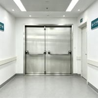 Porte coupe-feu double en acier certifiée UL/CE avec barre de poussée pour sortie de secours d'hôpital, usine, porte commerciale