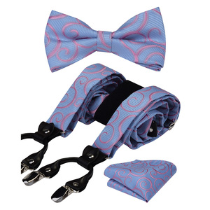 <span class=keywords><strong>Bretelle</strong></span> da <span class=keywords><strong>uomo</strong></span> di lusso per adulti in pelle metallo 6 clip <span class=keywords><strong>bretelle</strong></span> da <span class=keywords><strong>uomo</strong></span> papillon <span class=keywords><strong>e</strong></span> tasca quadrata - Product Image 4