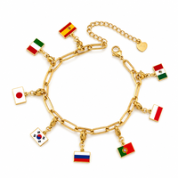 Breloques personnalisables de haute qualité avec drapeaux nationaux, divers pays, unisexe, en acier inoxydable électroplaqué, pendentif tendance et à la mode