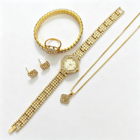 Montre à quartz tendance pour femme avec cadran ovale de 30 mm, bracelet, bague, collier, boucles d'oreilles, ensemble de bijoux en cadeau
