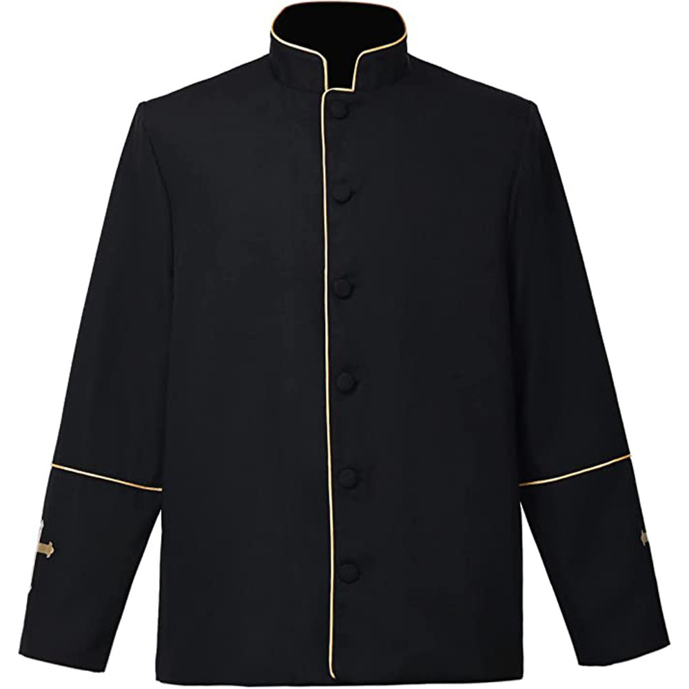 Black priest's coat with gold trim
