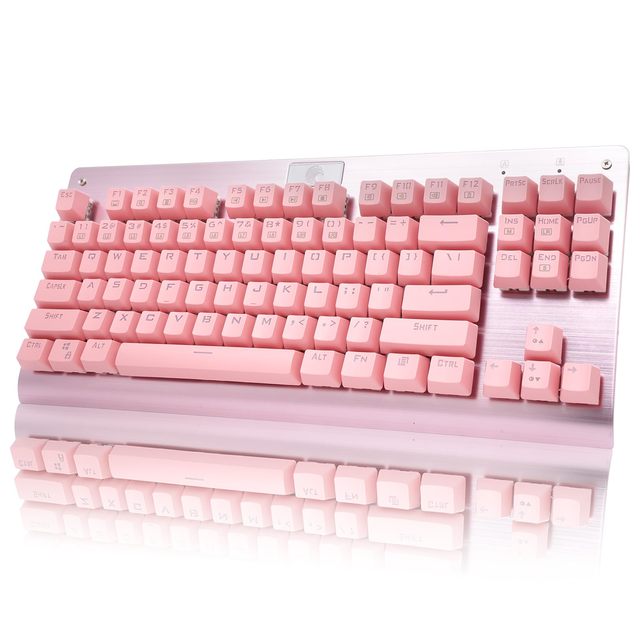 OEM ODM 87Key Pink Mechanical Keyboard with Tactile Brown Switches TenkeyLess Hot Swappable LED Backlit Keyboard for Gaming and