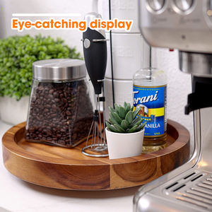 FLYWOD Trend ing Großhandel Premium Küche Runde Große Holz Serviert ablett Platte Holz Lazy Susan Plattenspieler - Product Image 4