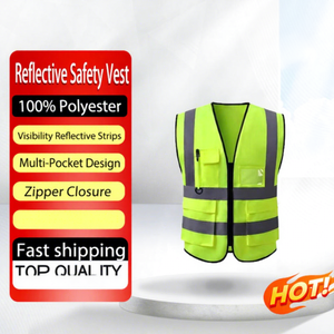 Chaleco de Seguridad Reflectante de Alta Visibilidad ANSI Clase 2, Impermeable, Ligero, de Poliéster, con Múltiples Bolsillos, Ropa de Trabajo, Logotipo Personalizado - Product Image 1