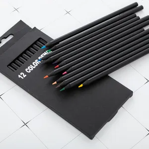 批发热卖工厂个性化儿童彩色铅笔套装多色木质定制彩色12 pc彩色铅笔