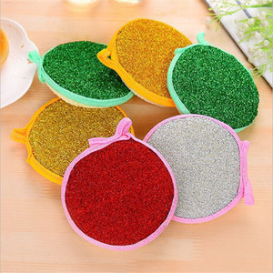 Éponge de nettoyage double face ronde pour la vaisselle, pour nettoyer les casseroles et les poêles de cuisine, avec microfibre et laine d'acier - Product Image 2