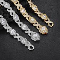 En gros, Chaîne cubaine Miami Infinity en laiton 15 mm, entièrement sertie de zircons, plaqué or 18 carats, style Hip Hop, bijoux de fête unisexe