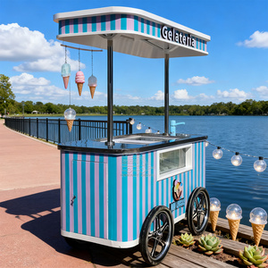 Carrito de Helados Gelato con Vitrina, Carrito Móvil de Comida Rápida para Exteriores, Camión de Helados, Carrito de Empuje - Product Image 3