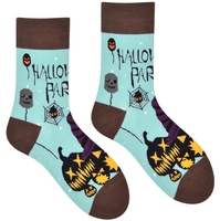 Vente en gros de chaussettes d'Halloween pour femmes Chaussettes punk noires et orange en coton drôle