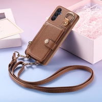 Sarung ponsel Samsung, untuk Samsung Galaxy A52/A53/A54/A55/A56 dompet penutup ponsel, sarung saku kartu bahu silang untuk iPhone 15 Plus