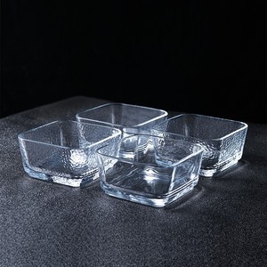 Ensemble de bols carrés en verre martelé avec bord doré pour dessert, salade de fruits, petit-déjeuner, usage domestique - Product Image 4