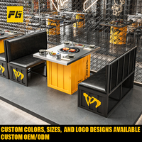 Ensemble de table de barbecue et de hot pot en fer et PU, pour usage commercial, industriel et en gros, pour restaurants, avec gril, personnalisable OEM/ODM