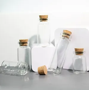 Transparente kleine Glasflasche unterteilt in 3ml-30ml Holz korken Wunsch glasflasche goldene Bohnen glasflasche