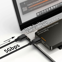Cable USB 3.0 de Doble Conector Macho con Revestimiento Trenzado para Transferencia de Datos y Carga Rápida para Computadora, Auriculares y Cámara