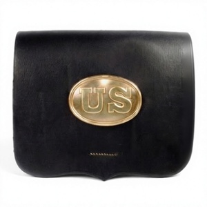 Handcrafted <b>Black</b> Leather Pouch Vintage Historical Style Storage Case for Reenactment Enthusiasts with Solid Brass Detail Hard - Product Image 1
