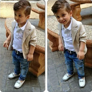 Primavera Outono 3pcs <span class=keywords><strong>Baby</strong></span> <span class=keywords><strong>Boy</strong></span> Dress Jaqueta de Algodão Branco Camisa Polo Denim Pants Kid Clothes <span class=keywords><strong>Set</strong></span> 5 Year Boys Casual Clothing <span class=keywords><strong>Set</strong></span> - Product Image 2