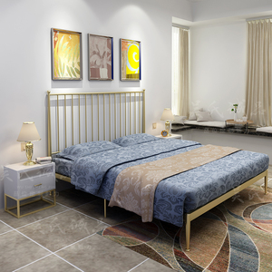 Maison créative médiévale nordique <span class=keywords><strong>Stella</strong></span> or lit double en fer 1.8 mètres 1.5 mètres lit en fer doré cadre en fer lit - Product Image 2
