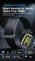 Bracelet intelligent sans écran TK36, BT5.3, capteur ECG 4PD, IP68, HRV, SpO2, moniteur de sommeil, tracker de fitness sportif 180 mAh