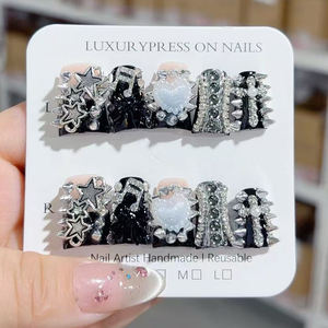 141 150 fatti a mano anatra sulle unghie 10 pezzi riutilizzabili in acrilico unghie finte modello quadrato artificiale - Product Image 1