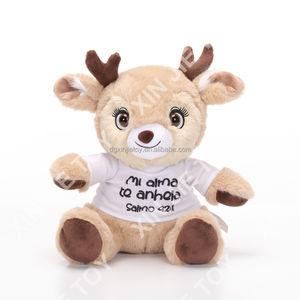 Peluche Personalizzato OEM/ODM a Forma di Cervo su Maglietta Bianca, Giocattolo Morbido con Design Cartoon, Animale di Peluche Personalizzato - Product Image 2