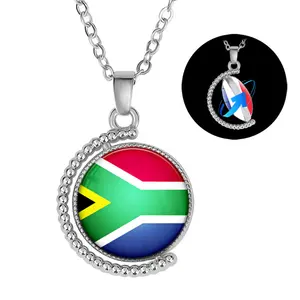 287 Countries National Crescent Moon Country Flag Design Glass Dome Cabochon Bezel Pendant Trays Necklace Chain Necklace