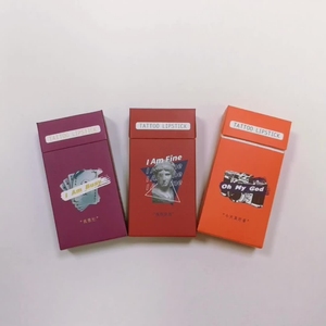 Cigarette Box Tattoo Lipstick Creative <strong>Paper</strong> Packaging Long Lasting Matte Lip <strong>Tint</strong> with Trendy Phrases for Advertisement - Product Image 1