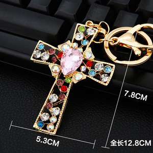 Lüks Kristal Taşlı Hristiyan Anahtarlık, Işıltılı Anahtarlık, İsa Dini Tılsımlı Hediyeler, Parıldayan Haç Anahtarlık - Product Image 6