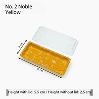 Boîte à sushi jetable japonaise de luxe jaune noble 220x90mm avec couvercle transparent en PET de qualité alimentaire, plateau en plastique épaissi pour épicerie et sucre