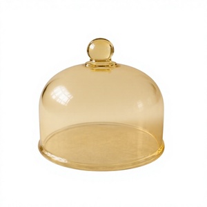 Couverture de gâteau en verre soufflé artisanal transparente jetable pour la préservation des aliments lors de fêtes, plateau de présentation anti-poussière - Product Image 1